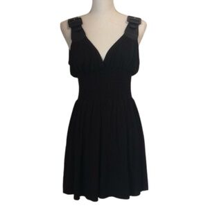 Rare shoulder belt buckled sleeveless dress black